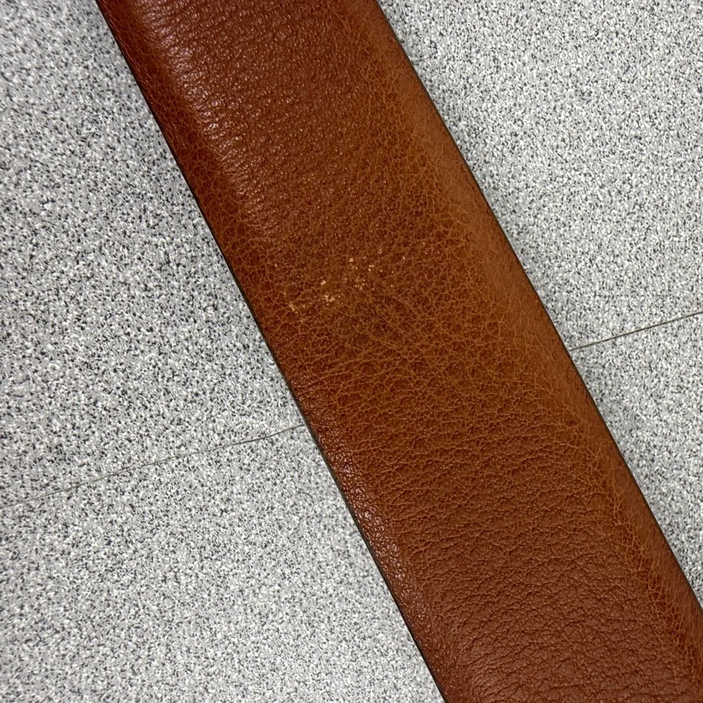Cole Haan Belt Mens 34 Brown Leather Silver Tone Buckle Classic Everyday Dress